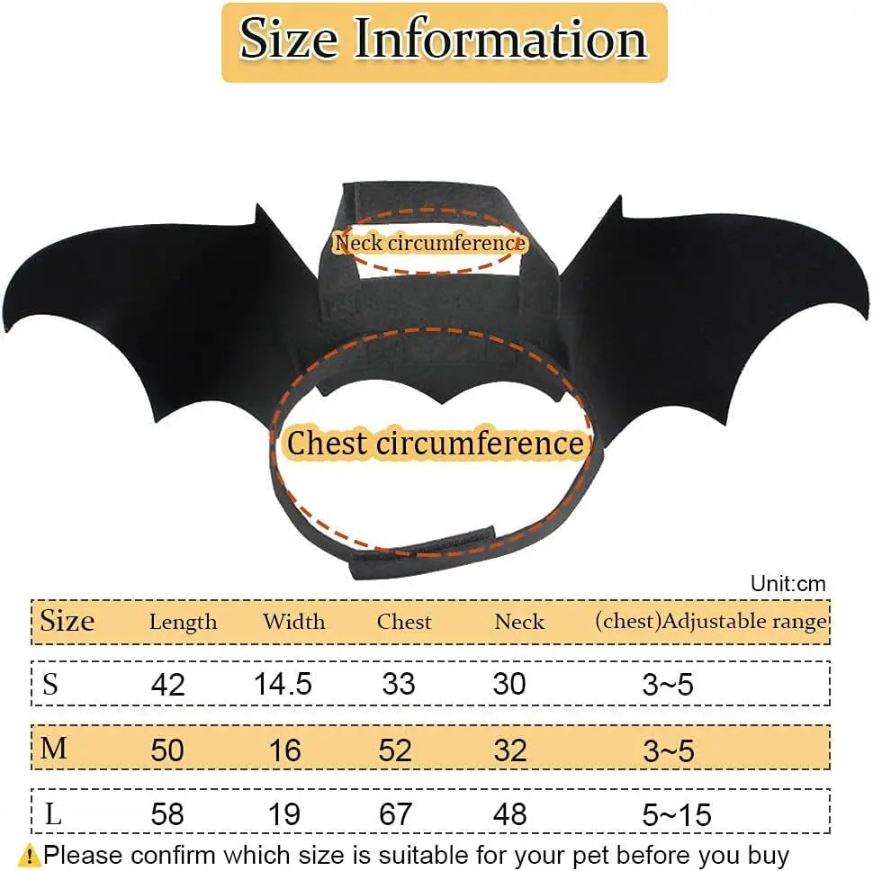Halloween Pet Costume with Bat Wings and Pumpkin Bells - Suitable for Dogs and Cats, Size S