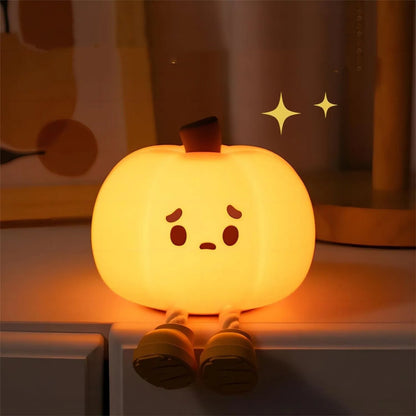 Soft Silicone Pumpkin Night Light â€“ Touch Dimmable Rechargeable Halloween Lamp