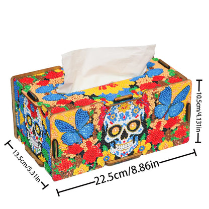 Diamond Painting Tissuedoos Bloemen Skull Design Decoratief