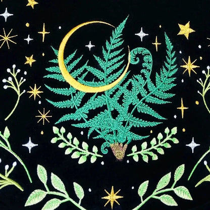 Night Forest Witch Embroidered Shoulder Bag