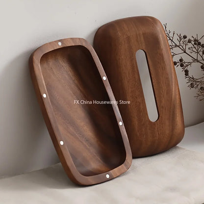 Walnut Wood Tissue Box Cover вЂ“ Rectangular with Removable Lid, Minimalist Home DГ©cor