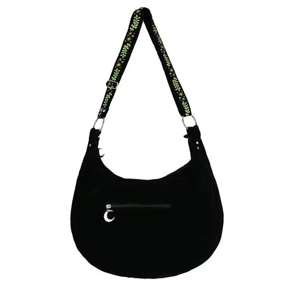 Night Forest Witch Embroidered Shoulder Bag