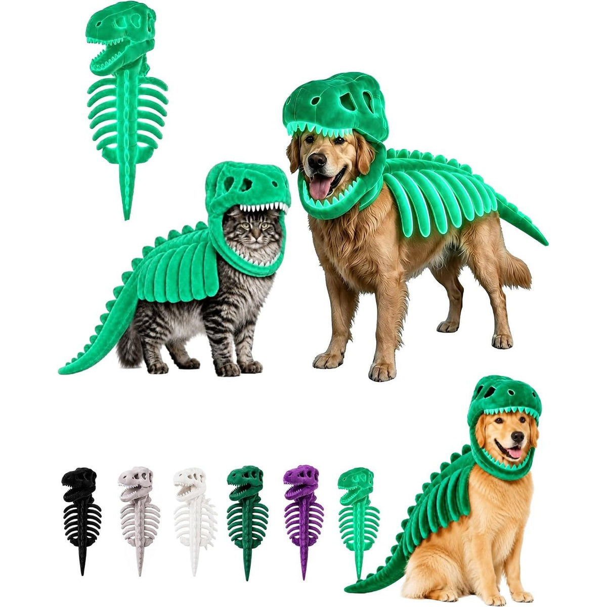 Dinosaur Skeleton Dog & Cat Halloween Pet Costume