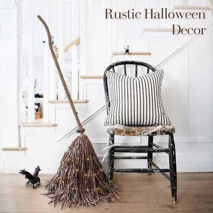 Halloween Decorations - Fall Decor for Home - 5.5 Ft Giant Light-Up Witches Broom - Rustic Farmhouse Decoration for Indoor Outdoor Front Door Porch