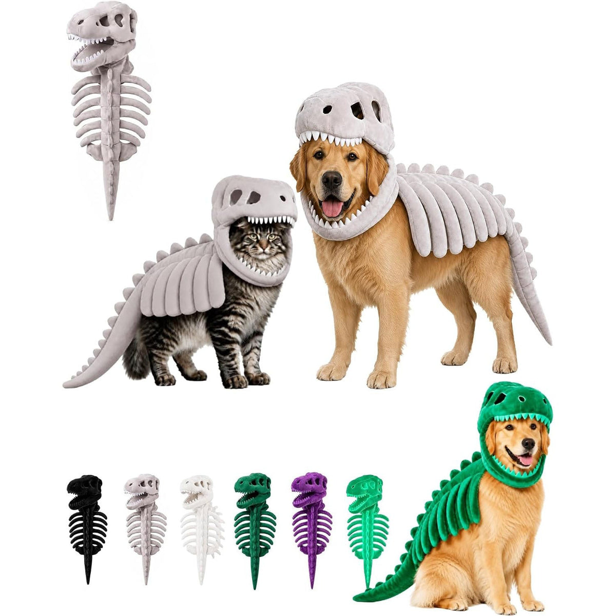 Dinosaur Skeleton Dog & Cat Halloween Pet Costume