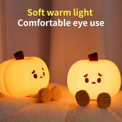 Soft Silicone Pumpkin Night Light â€“ Touch Dimmable Rechargeable Halloween Lamp