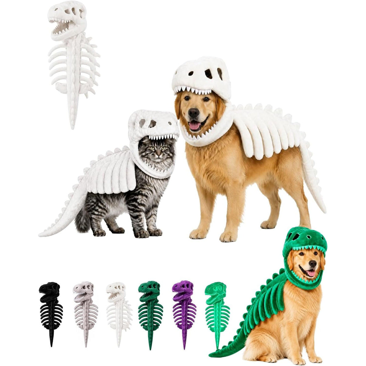 Dinosaur Skeleton Dog & Cat Halloween Pet Costume