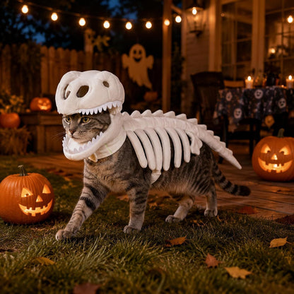 Dinosaur Skeleton Dog & Cat Halloween Pet Costume