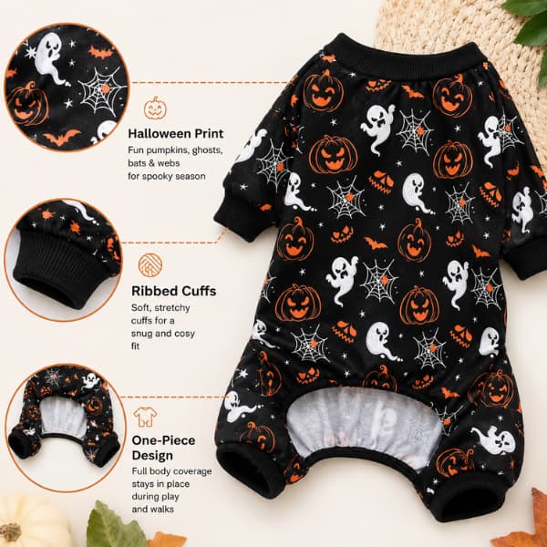Halloween Dog Outfit вЂ“ Pumpkin & Ghost Pet Onesie
